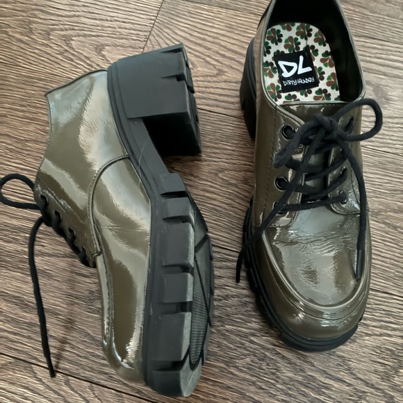 Dirty Laundry “Noyze” Dark Olive Chunky Heel Lug Oxford Lace-up Shoes - Picture 5 of 10
